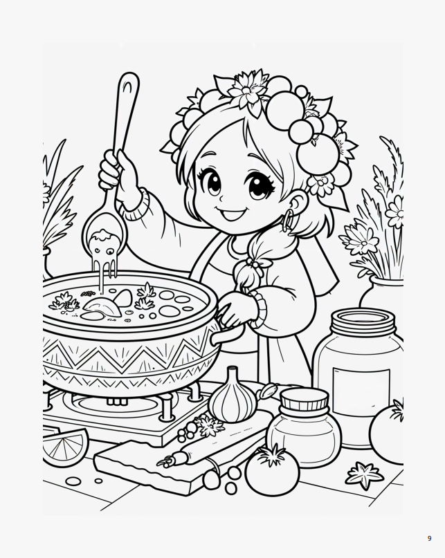 Розмальовка "Готуємо український борщ" 13 сторінок. - Зображення 4
